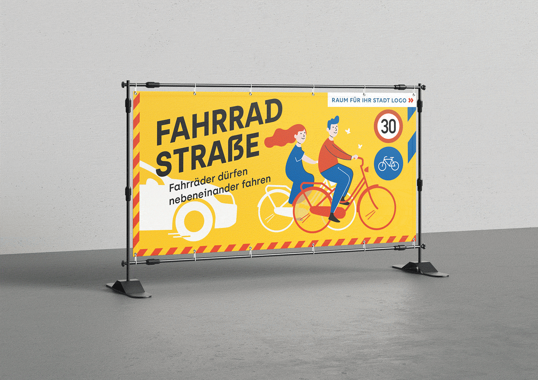 Fahrradstraße Banner, Plakat und Flyer mit Illustration